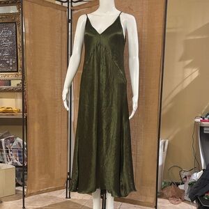 Zara Olive Green Slip Midi Dress - Women